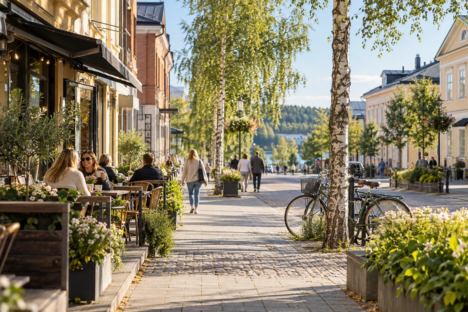 Generoitu kaupungin katunäkymän tunnelmakuva